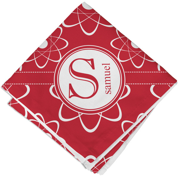 Custom Atomic Orbit Cloth Cocktail Napkin - Single w/ Name and Initial