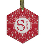 Atomic Orbit Flat Glass Ornament - Hexagon w/ Name and Initial