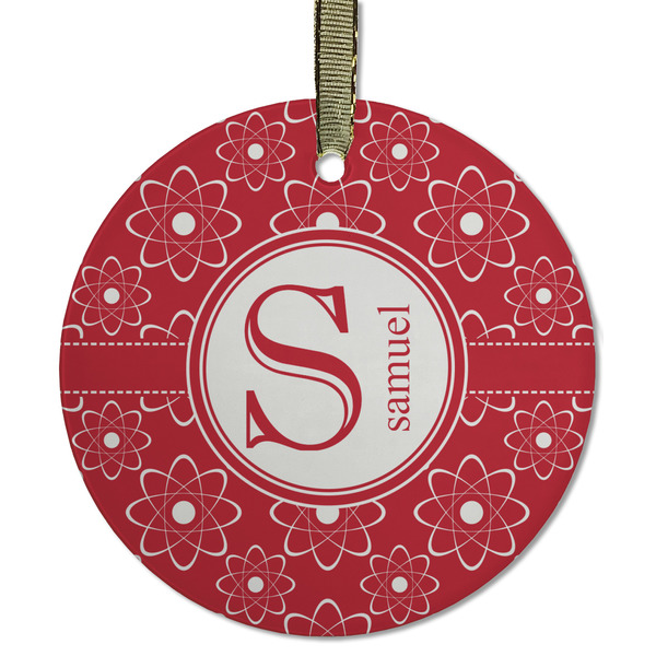 Custom Atomic Orbit Flat Glass Ornament - Round w/ Name and Initial