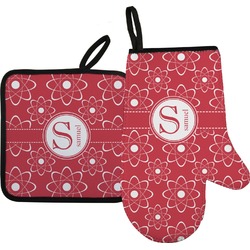 Atomic Orbit Right Oven Mitt & Pot Holder Set w/ Name and Initial