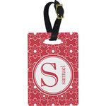 Atomic Orbit Plastic Luggage Tag - Rectangular w/ Name and Initial