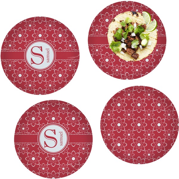 Custom Atomic Orbit Set of 4 Glass Lunch / Dinner Plate 10" (Personalized)