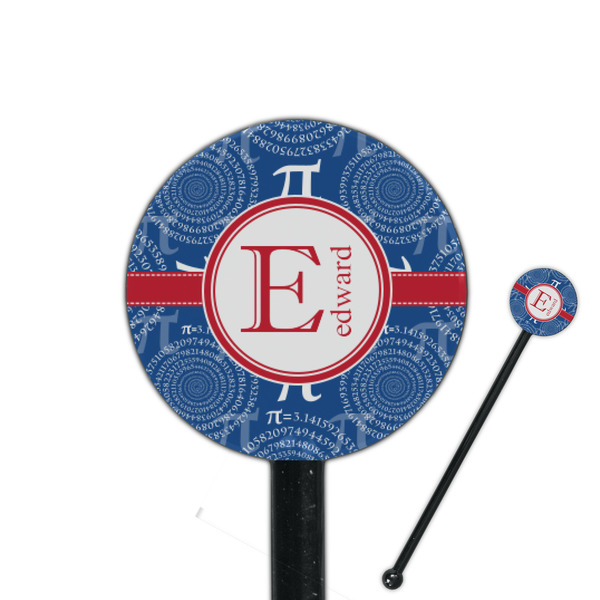 Custom PI 5.5" Round Plastic Stir Sticks - Black - Single Sided (Personalized)