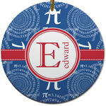 PI Round Ceramic Ornament w/ Name and Initial