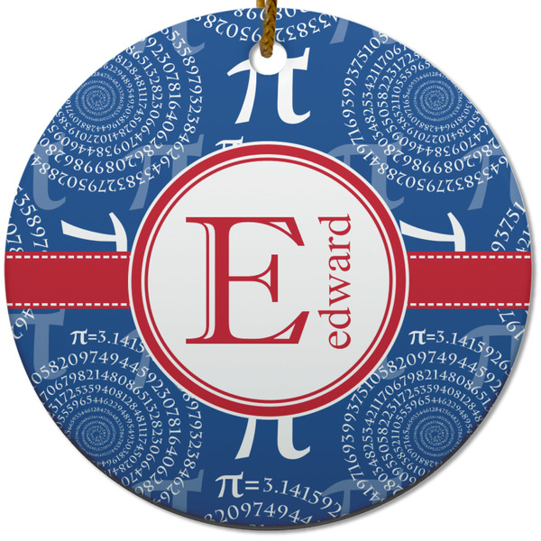 Custom PI Round Ceramic Ornament w/ Name and Initial