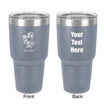 Santa and Presents 30 oz Stainless Steel Tumbler - Grey - Double-Sided (Personalized)