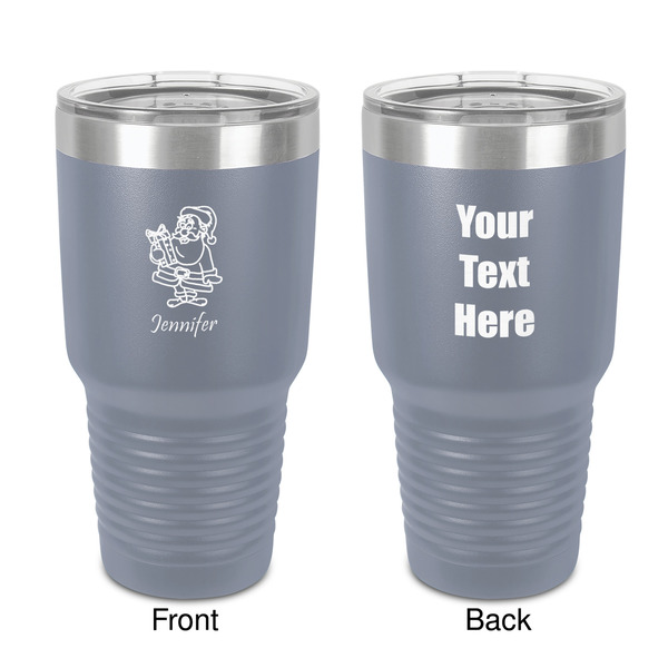 Custom Santa and Presents 30 oz Stainless Steel Tumbler - Grey - Double-Sided (Personalized)