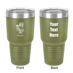 Santa and Presents 30 oz Stainless Steel Tumbler - Olive - Double-Sided (Personalized)