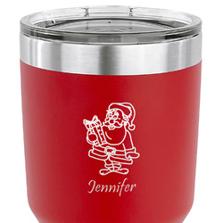 Santa and Presents 30 oz Stainless Steel Tumbler - Red - Double Sided (Personalized)