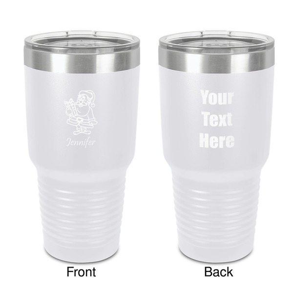 Custom Santa and Presents 30 oz Stainless Steel Tumbler - White - Double-Sided (Personalized)