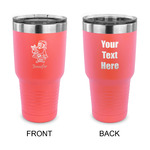 Santa and Presents 30 oz Stainless Steel Tumbler - Coral - Double Sided (Personalized)