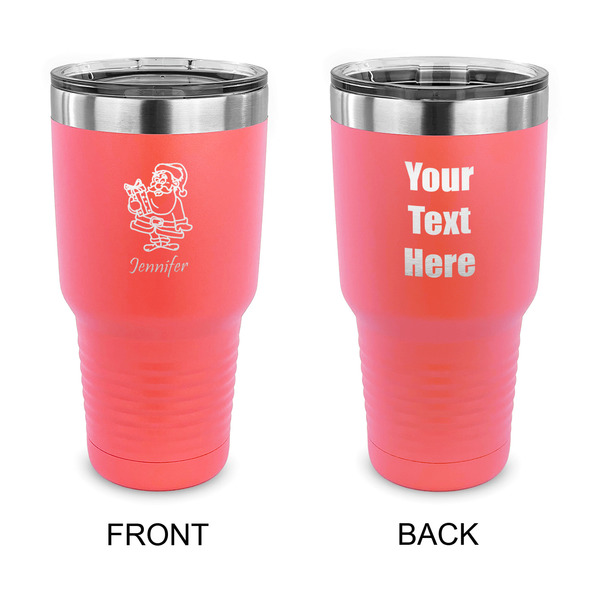 Custom Santa and Presents 30 oz Stainless Steel Tumbler - Coral - Double Sided (Personalized)