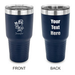 Santa and Presents 30 oz Stainless Steel Tumbler - Navy - Double Sided (Personalized)