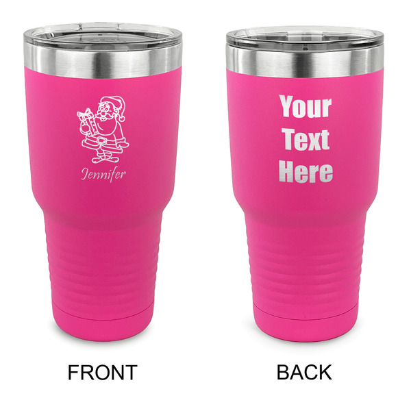 Custom Santa and Presents 30 oz Stainless Steel Tumbler - Pink - Double Sided (Personalized)