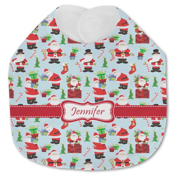 Custom Santa and Presents Jersey Knit Baby Bib w/ Name or Text