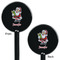 Santa and Presents Black Plastic 5.5" Stir Stick - Double Sided - Round - Front & Back