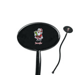 Santa and Presents 7" Oval Plastic Stir Sticks - Black - Double Sided (Personalized)