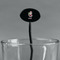 Santa and Presents Black Plastic 7" Stir Stick - Oval - Main