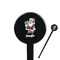 Santa and Presents Black Plastic 7" Stir Stick - Round - Closeup