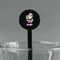 Santa and Presents Black Plastic 7" Stir Stick - Round - Main