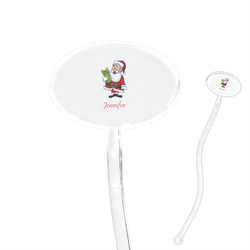 Santa and Presents 7" Oval Plastic Stir Sticks - Clear (Personalized)