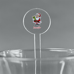 Santa and Presents 7" Round Plastic Stir Sticks - Clear (Personalized)