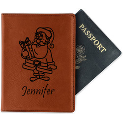 Santa and Presents Passport Holder - Faux Leather (Personalized)