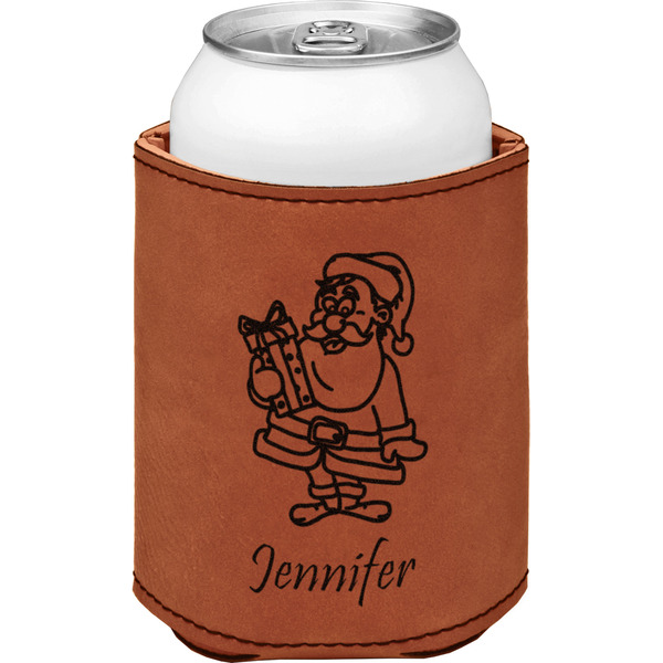 Custom Santa and Presents Leatherette Can Sleeve - Double Sided (Personalized)