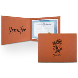 Santa and Presents Leatherette Certificate Holder - Front and Inside (Personalized)