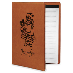 Santa and Presents Leatherette Portfolio with Notepad - Small - Double Sided (Personalized)