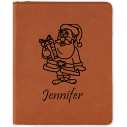 Santa and Presents Leatherette Zipper Portfolio with Notepad (Personalized)