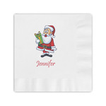 Santa and Presents Coined Cocktail Napkins (Personalized)