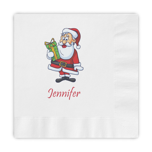 Custom Santa and Presents Embossed Decorative Napkins (Personalized)