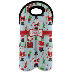 Santa and Presents Wine Tote Bag (2 Bottles) w/ Name or Text