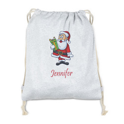 Santa and Presents Drawstring Backpack - Sweatshirt Fleece (Personalized)