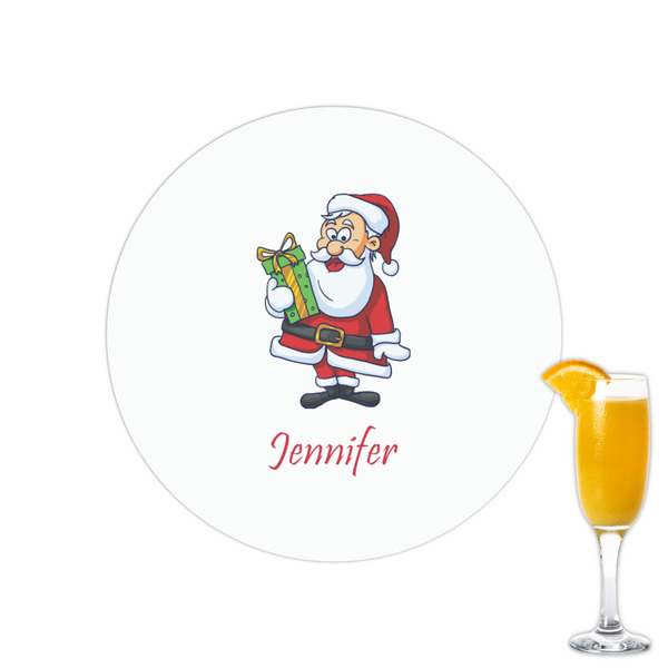 Custom Santa and Presents Printed Drink Topper - 2.15" (Personalized)