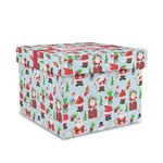 Santa and Presents Gift Box with Lid - Canvas Wrapped - Medium (Personalized)