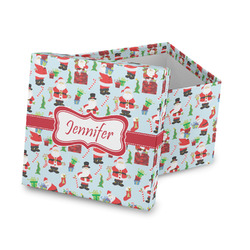 Santa and Presents Gift Box with Lid - Canvas Wrapped (Personalized)