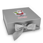 Santa and Presents Gift Box with Magnetic Lid - Silver (Personalized)