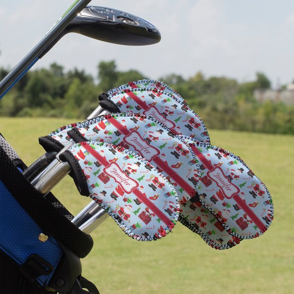 Custom Santa and Presents Golf Club Iron Cover - Set of 9 (Personalized)