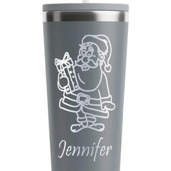 Santa and Presents RTIC Everyday Tumbler with Straw - 28oz - Grey - Double-Sided (Personalized)