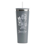 Santa and Presents RTIC Everyday Tumbler with Straw - 28oz - Grey - Single-Sided (Personalized)