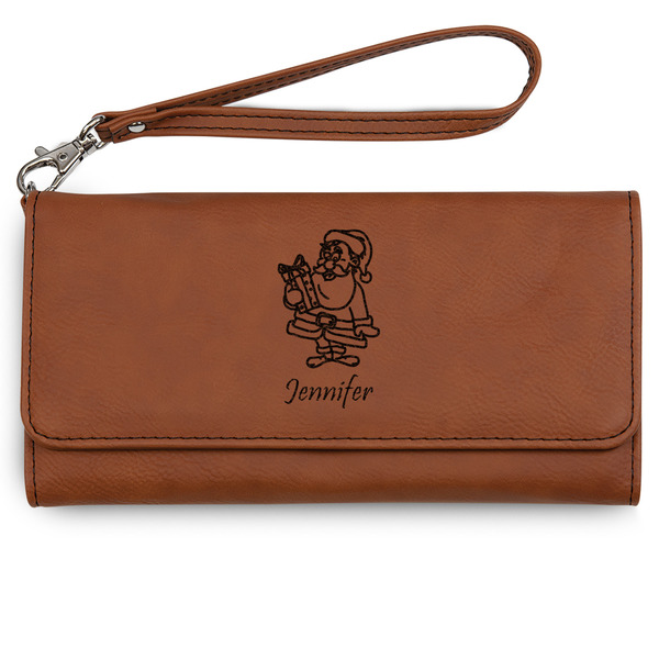 Custom Santa and Presents Ladies Leatherette Wallet - Laser Engraved - Rawhide (Personalized)