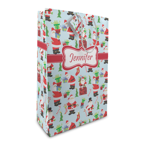Custom Santa and Presents Large Gift Bag (Personalized)