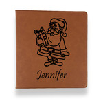 Santa and Presents Leather Binder - 1" - Rawhide (Personalized)