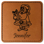 Santa and Presents Faux Leather Iron On Patch - Square (Personalized)