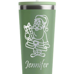 Santa and Presents RTIC Everyday Tumbler with Straw - 28oz - Light Green - Double-Sided (Personalized)