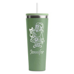 Santa and Presents RTIC Everyday Tumbler with Straw - 28oz - Light Green - Double-Sided (Personalized)