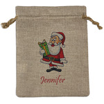 Santa and Presents Burlap Gift Bag (Personalized)