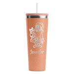 Santa and Presents RTIC Everyday Tumbler with Straw - 28oz - Peach - Single-Sided (Personalized)